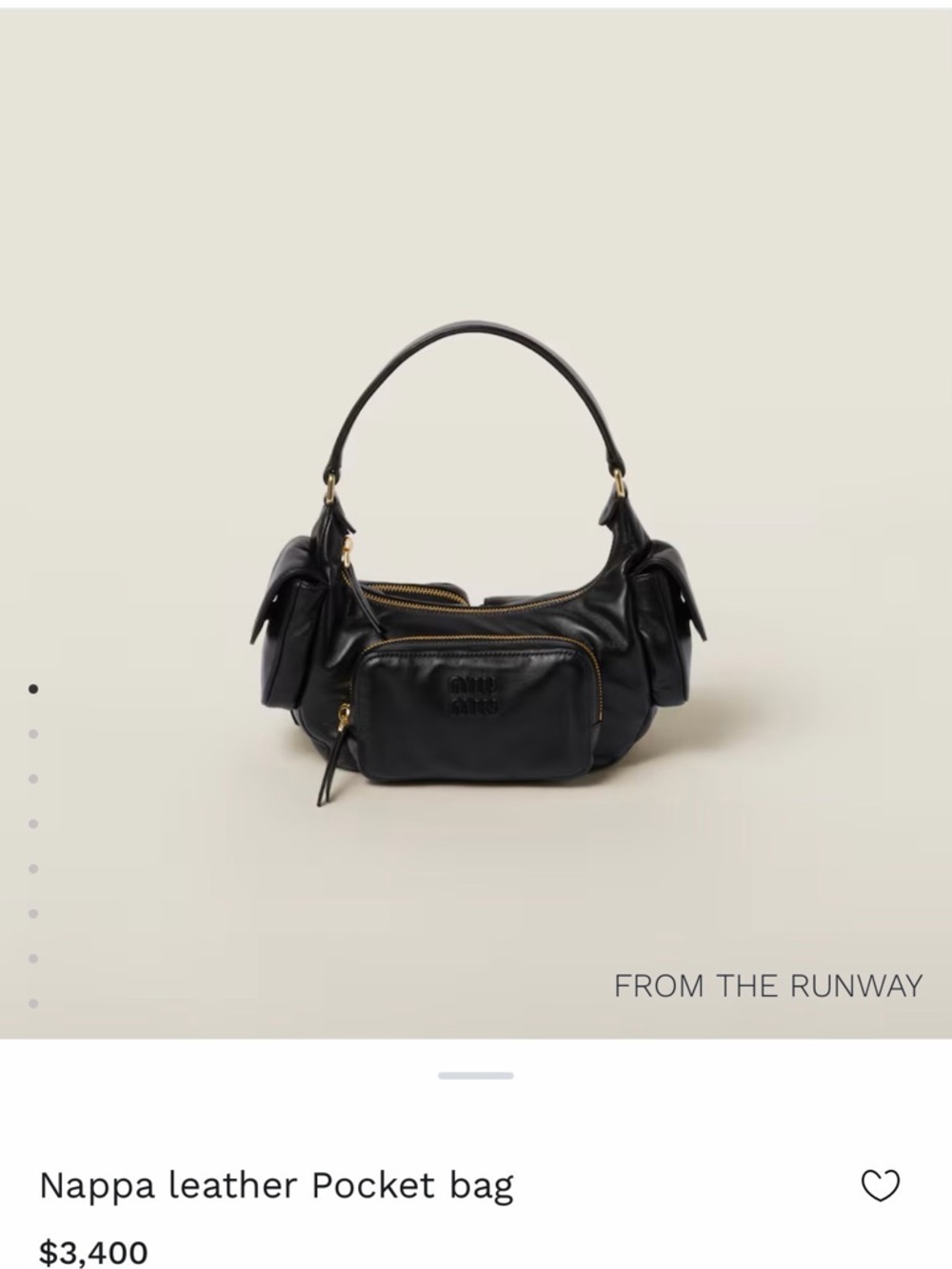 Miu Miu Nappa Leather Pocket Bag in Black NWT SOLD OUT MSRP $3400